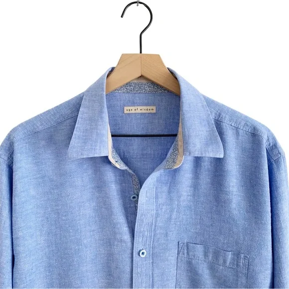 Age of Wisdom Chambray Linen Blend Shirt - Picture 3 of 10